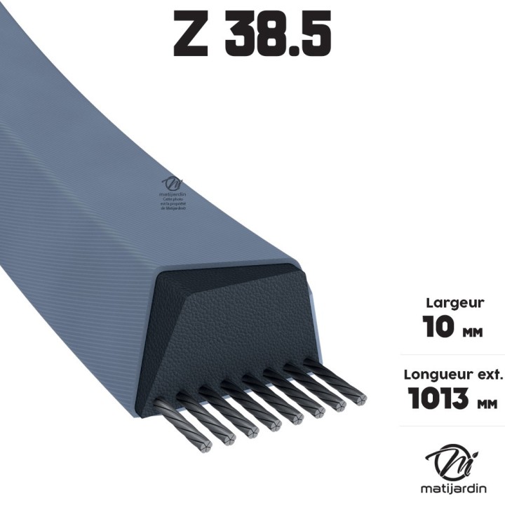Courroie trapézoïdale lisse Z38,5 – 10×975 mm
