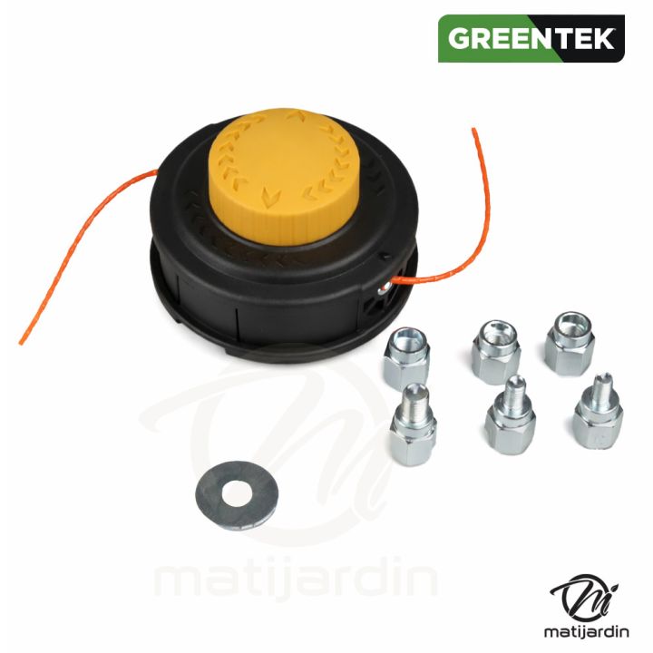 Tête débroussailleuse 113×67 mm Greentek Tap & Go avec 4 adaptateurs