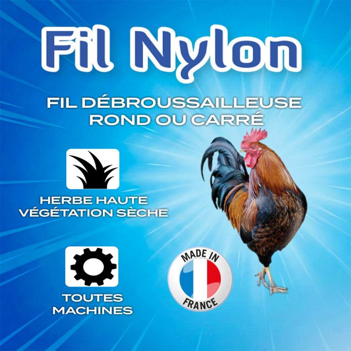 Fil débroussailleuse Carré 3 mm 50 brins Fil Nylon
