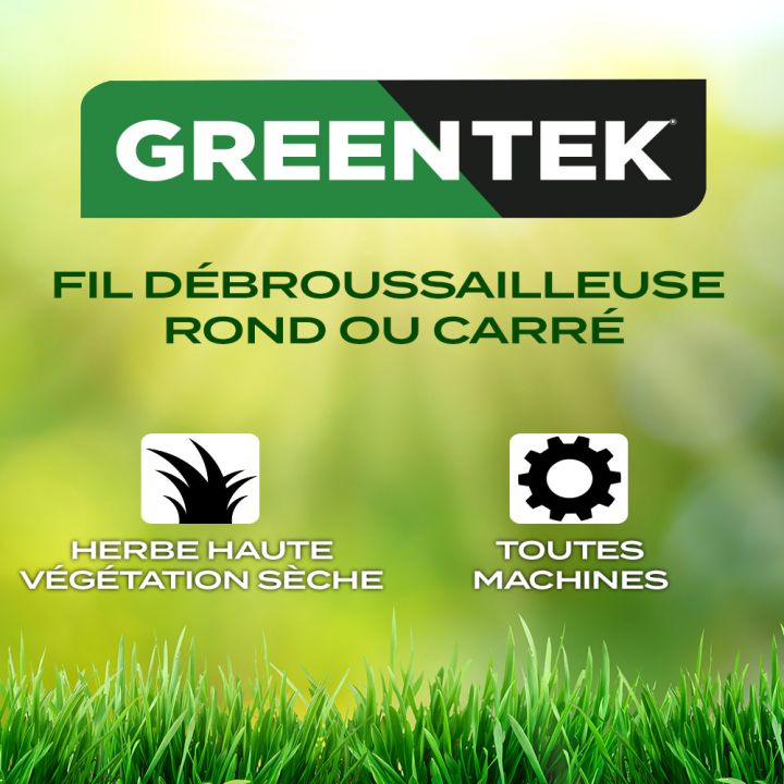 Fil débroussailleuse Carré 2,4 mm x 78 m Greentek