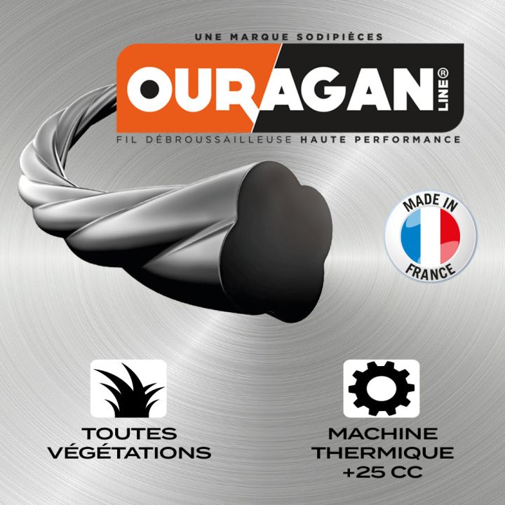 Fil débroussailleuse Spirale 4 mm x 70 m Ouragan