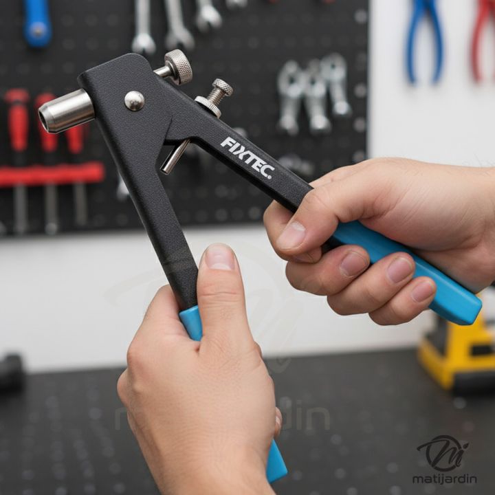 Pince à rivets filetés 11" avec 5 mandrins M3 à M8 et 80 écrous à sertir – Coffret 86 pièces - Fixtec