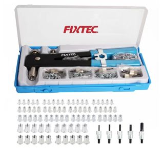Pince à rivets filetés 11" avec 5 mandrins M3 à M8 et 80 écrous à sertir – Coffret 86 pièces - Fixtec