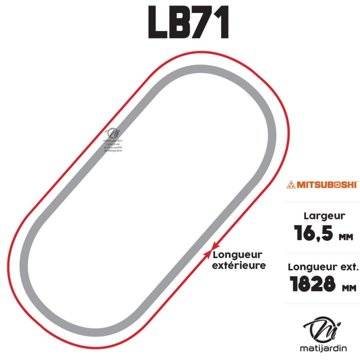 Courroie tondeuse Mitsuboshi LB71 - 16,5 mm x 1815 mm