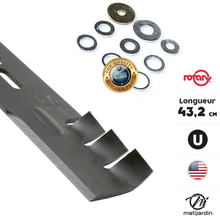 Lame tondeuse universelle mulching Rotary Premium. Coupe 43,2 cm