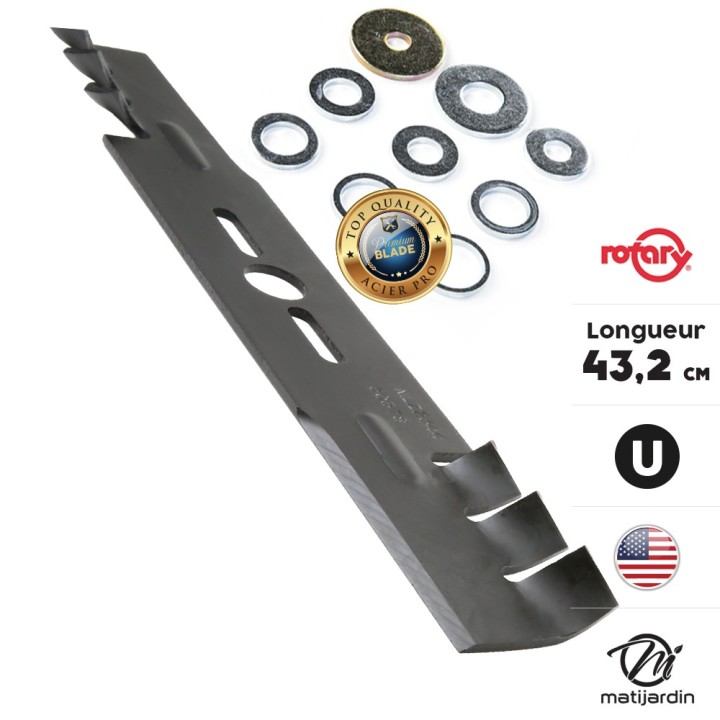 Lame tondeuse universelle mulching Rotary Premium. Coupe 43,2 cm