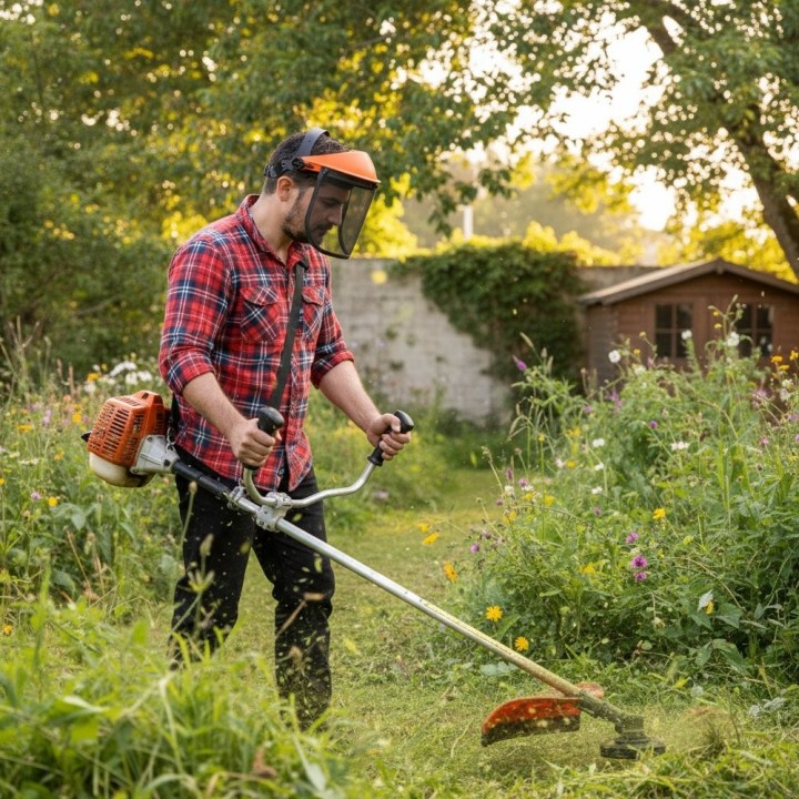 Visière protection relevable, écran grillagé