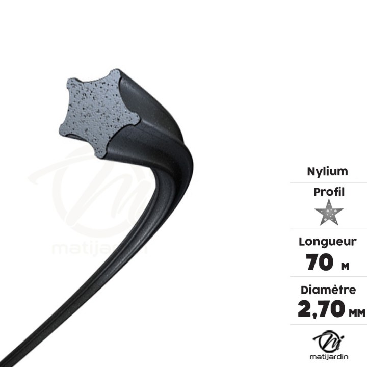 Fil débroussailleuse Etoilé 2,7 mm 70 m Nylium