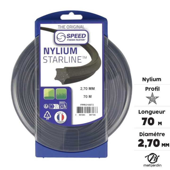 Fil débroussailleuse Etoilé 2,7 mm 70 m Nylium