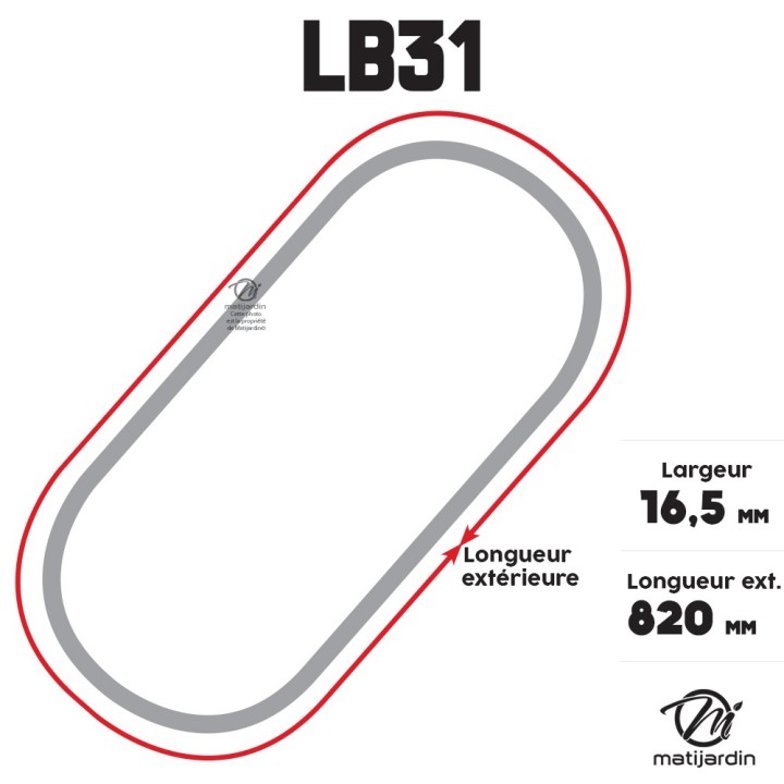 Courroie tondeuse Mitsuboshi LB31 - 16,5 mm x 799 mm