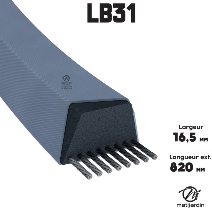 Courroie tondeuse Mitsuboshi LB31 - 16,5 mm x 799 mm