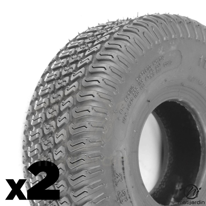 2 Pneus gazon 11x400x4 | 4 plis Tubeless | 11x4.00-4
