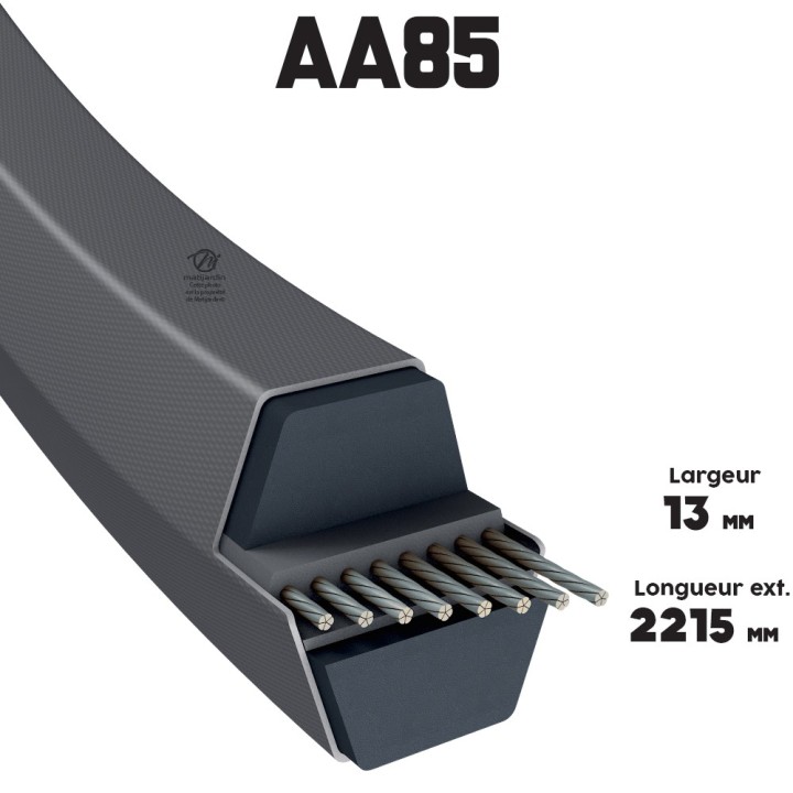 Courroie tondeuse AA85 hexagonale | 13 x 2242 mm + adhérent