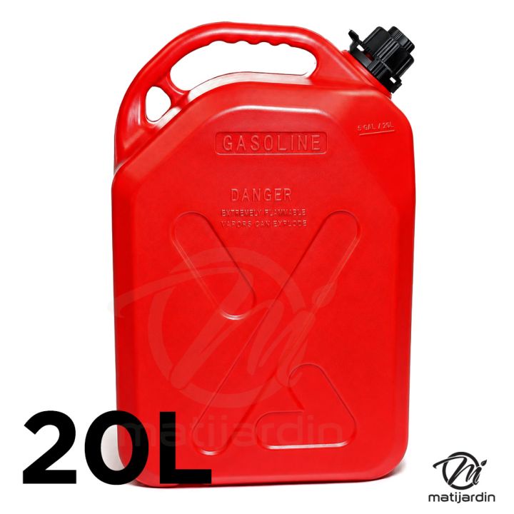 Jerrican rouge et noir de 20 litres avec bec verseur