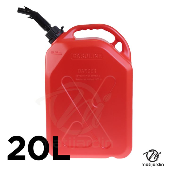 Jerrican rouge et noir de 20 litres avec bec verseur