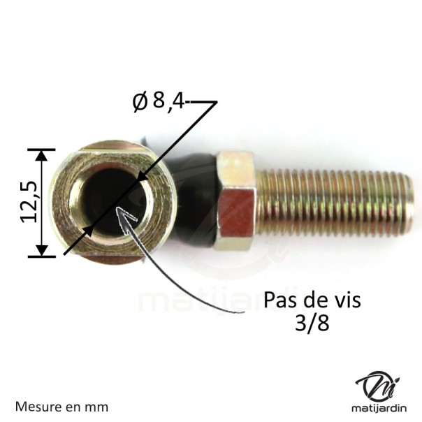 Rotule mâle de direction pour tondeuses autoportées filetage Ø 9,5 mm par 2