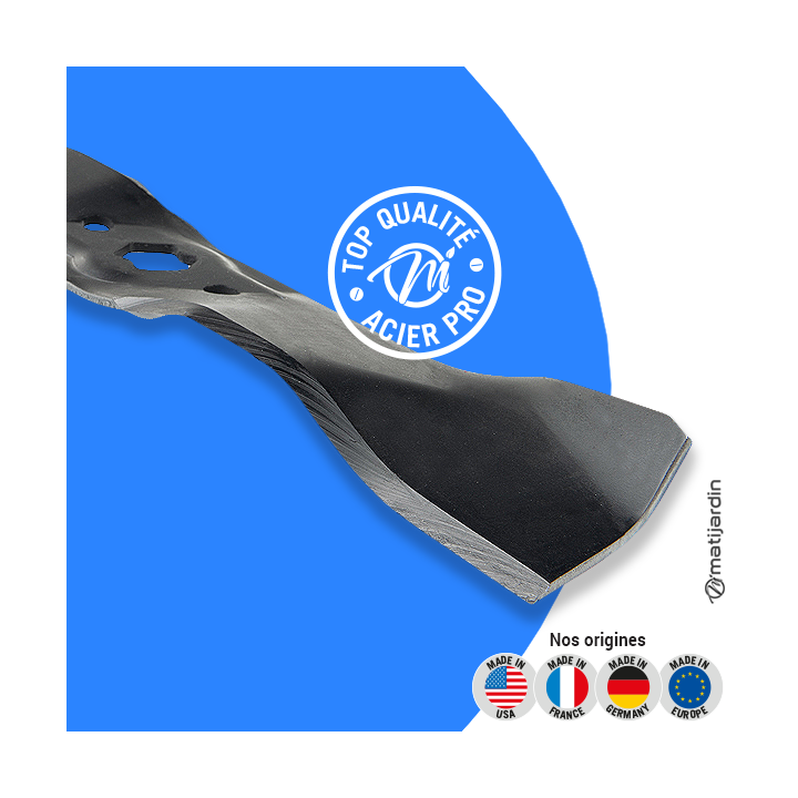 Lame tondeuse pour MTD serie 600. N° 742-0612A. Coupe  37,6 cm