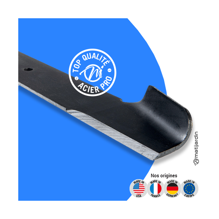 Lame tondeuse pour Husqvarna 38". N° 532 12 12-63. Coupe 49 cm