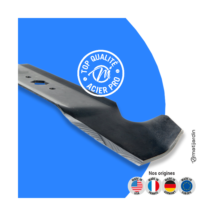 Lame tondeuse pour MTD coupe de 38". N° 942-0610A. Coupe 49 cm