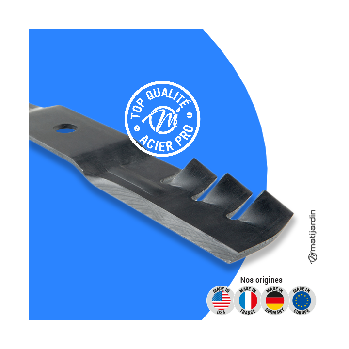 Lame tondeuse pour John Deere JD188. N° M111522. Coupe 42 cm