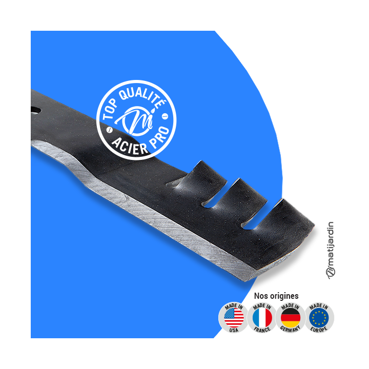 Lame tondeuse pour John Deere LX178 - LX188 - LT133 - LT155 - LT166. N° M154158. Coupe 49,5 cm