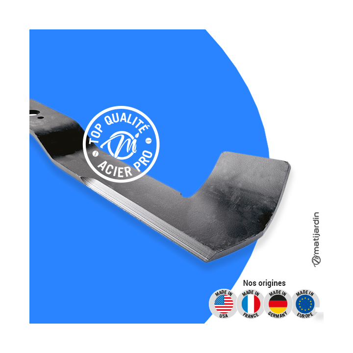 Lame tondeuse pour Iseki SXG-MW122 gauche. N° 8674-306-002-00. Coupe 66,5 cm