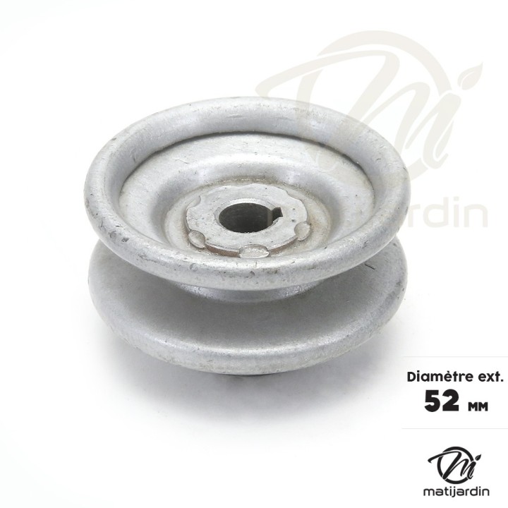 Poulie diam 67 mm larg. 15 mm à gorge type "V" axe 9,5 mm