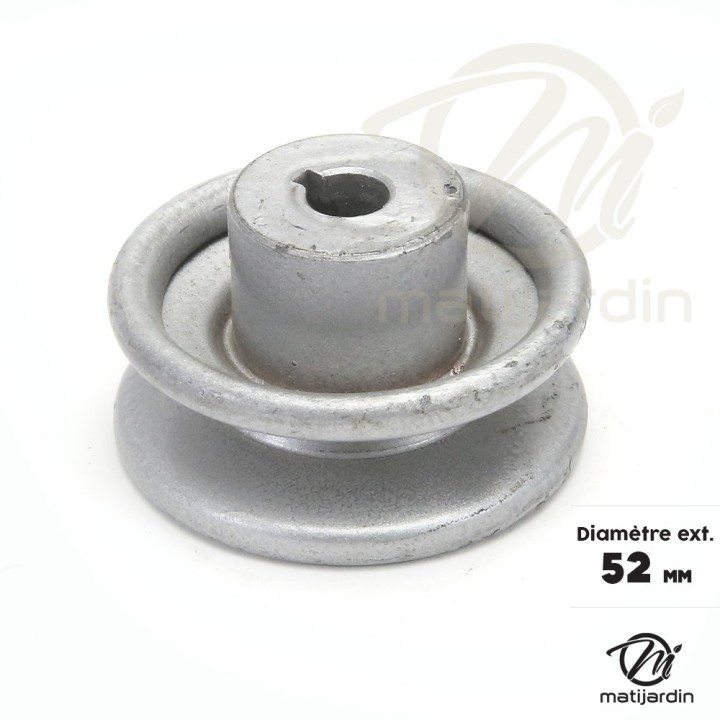 Poulie diam 67 mm larg. 15 mm à gorge type "V" axe 9,5 mm