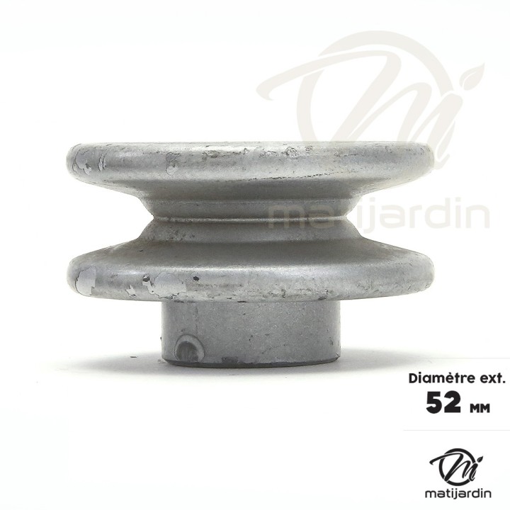 Poulie diam 67 mm larg. 15 mm à gorge type "V" axe 9,5 mm