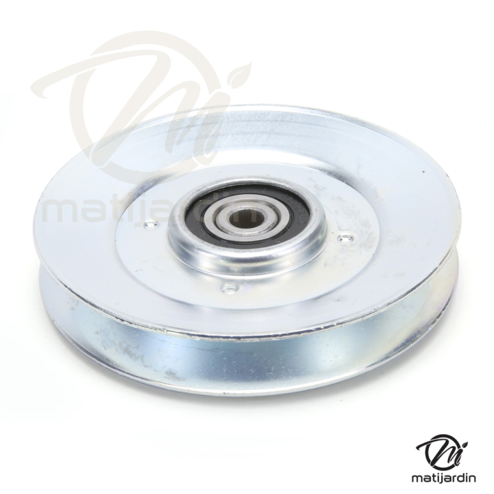 Poulie diam 115 mm larg. 19 mm à gorge type "V" axe 9,5 mm
