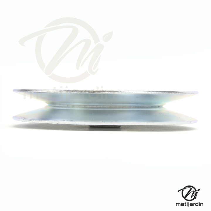 Poulie diam 115 mm larg. 19 mm à gorge type "V" axe 9,5 mm