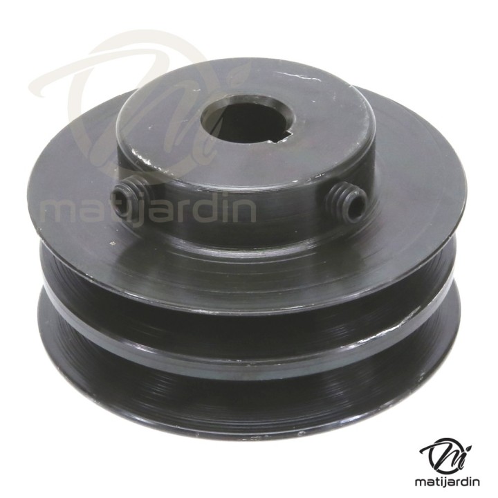Poulie double pour Bobcat/Ramsomes gorge en V. N° 38183. Ø 87 mm. Largeur 46 mm
