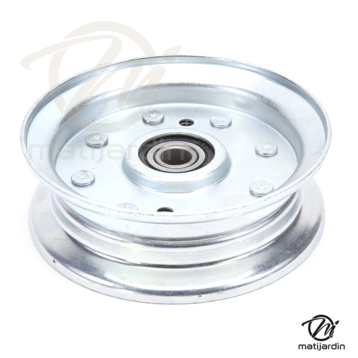 Poulie gorge plate acier avec roulement renforcé. Ø 102 mm. Diamètre rebord 122 mm