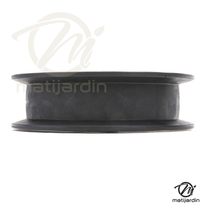 Poulie gorge plate nylon avec roulement renforcé. Ø 102 mm. Diamètre rebord 122 mm