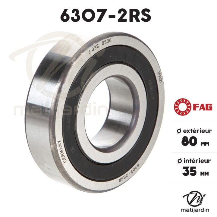 Roulement à billes 6307-2RS. Double étanchéité. Ø 80 mm. FAG