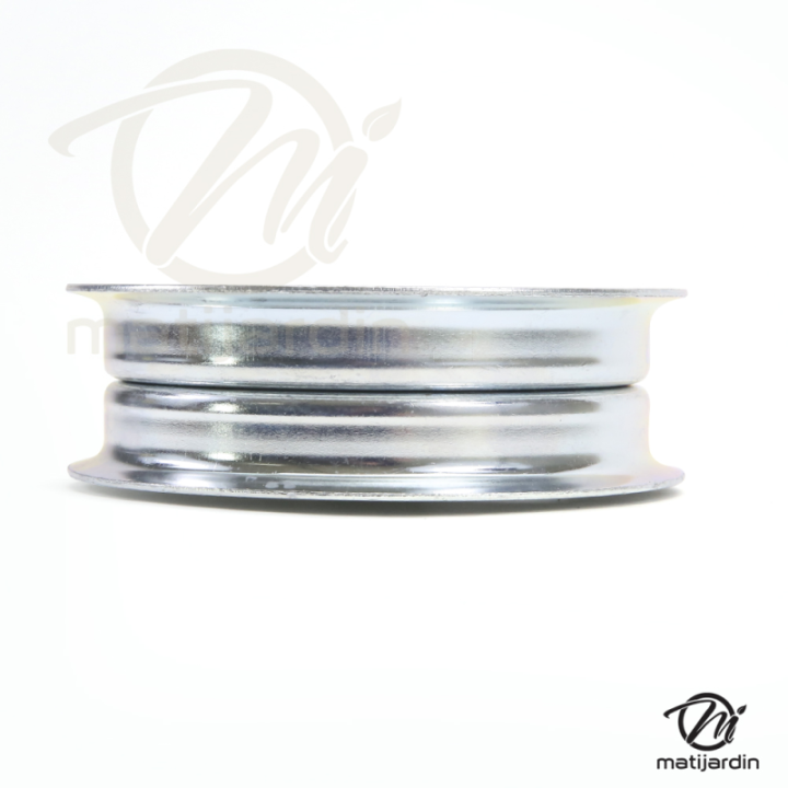 Poulie diam 95 mm larg. 25 mm à gorge type "plate" axe 9,5 mm