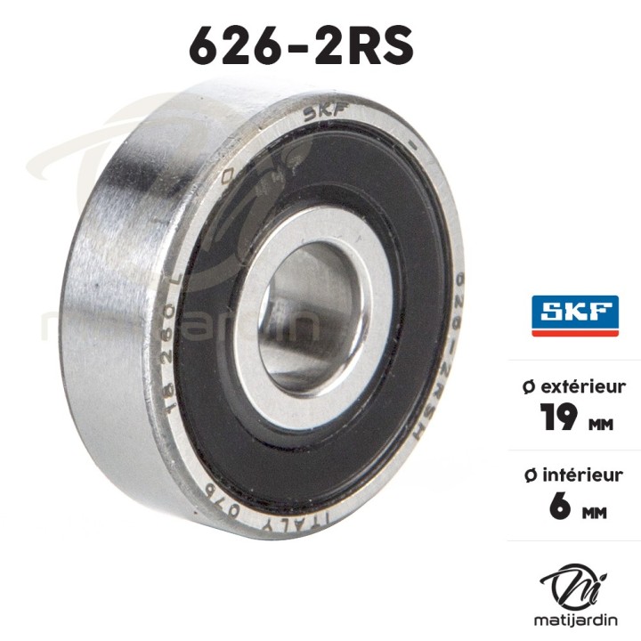 Roulement à billes 626-2RS. Double étanchéité. Ø 19 mm. SKF