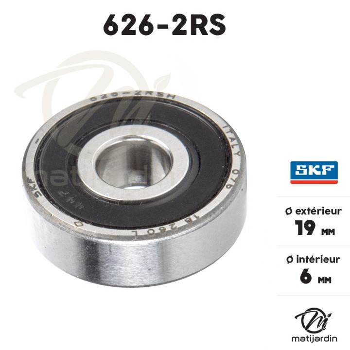 Roulement à billes 626-2RS. Double étanchéité. Ø 19 mm. SKF