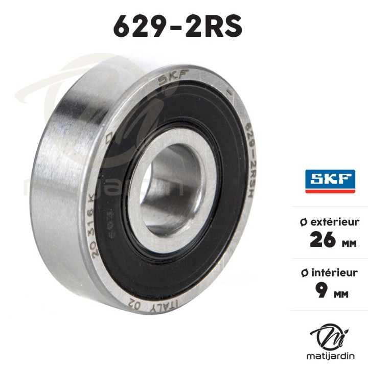 Roulement à billes 629-2RS. Double étanchéité. Ø 26 mm.  SKF