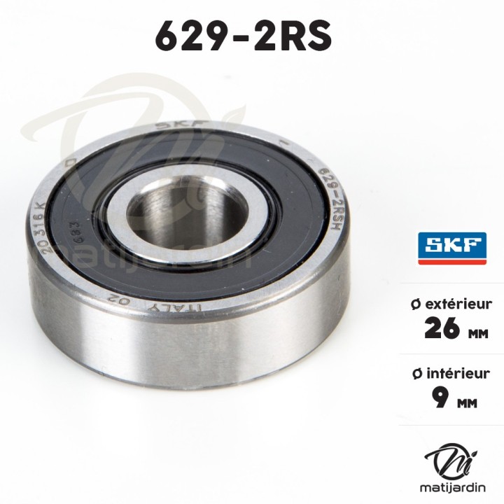 Roulement à billes 629-2RS. Double étanchéité. Ø 26 mm.  SKF