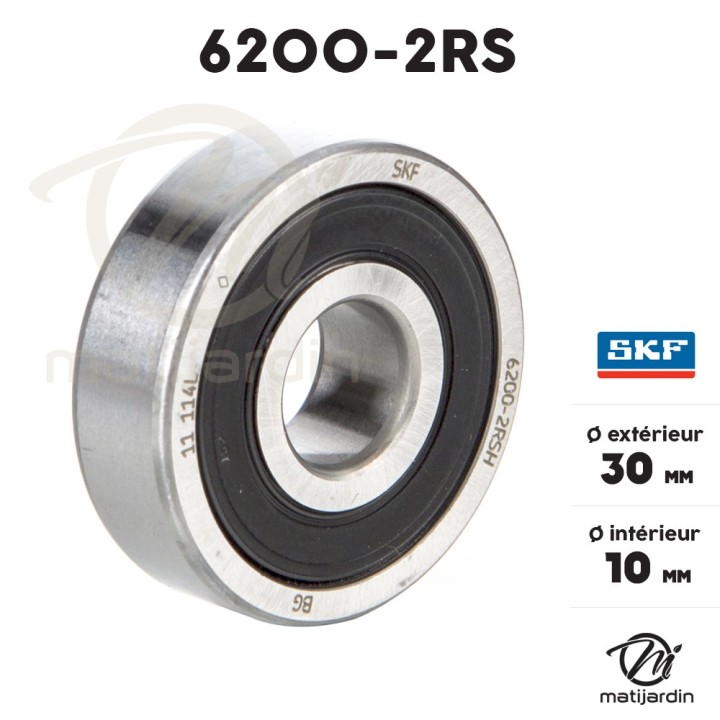 Roulement à billes 6200-2RS. Double étanchéité. Ø 30 mm. SKF