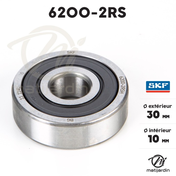 Roulement à billes 6200-2RS. Double étanchéité. Ø 30 mm. SKF