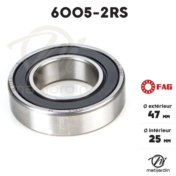 Roulement à billes 6005-2RS. Double étanchéité. Ø 47 mm. FAG
