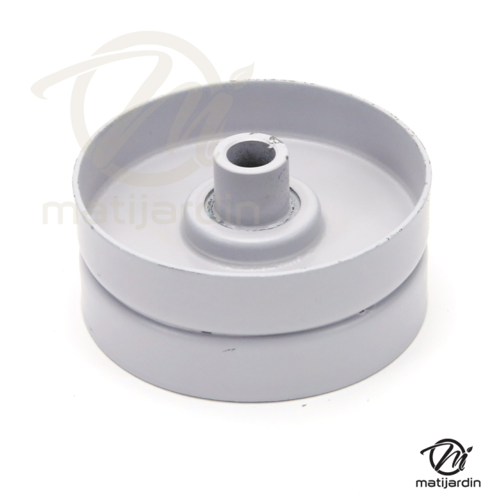 Poulie diam 70 mm larg. 31 mm à gorge type "plate" axe 9,5 mm