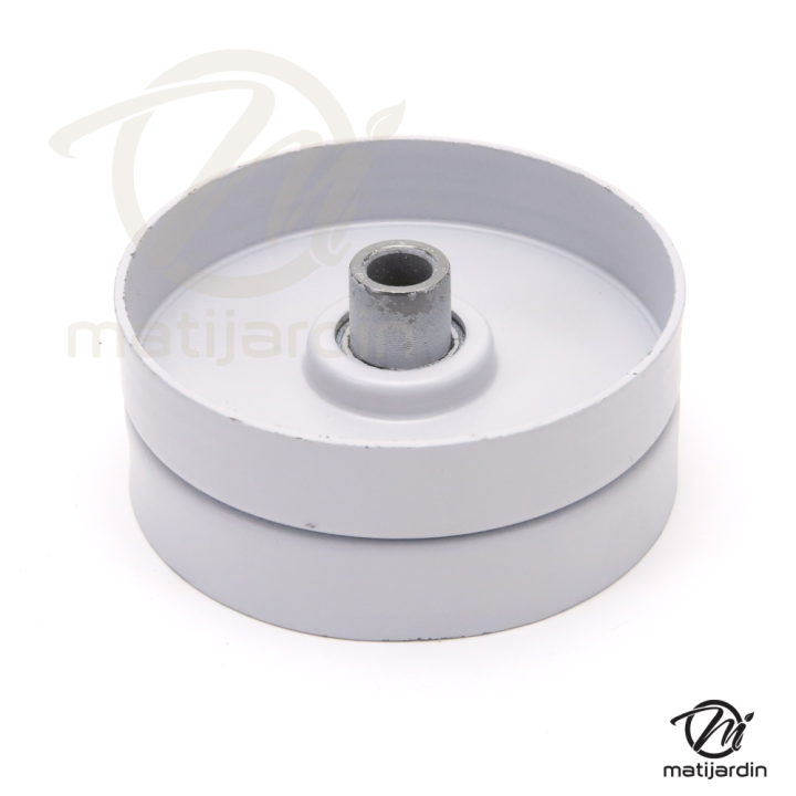 Poulie diam 82 mm larg. 33 mm à gorge type "plate" axe 9,5 mm