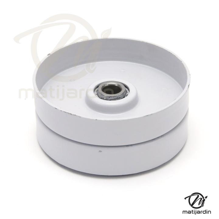 Poulie diam 82 mm larg. 33 mm à gorge type "plate" axe 9,5 mm