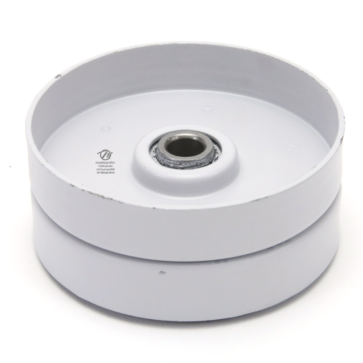 Poulie diam 82 mm larg. 33 mm à gorge type "plate" axe 9,5 mm