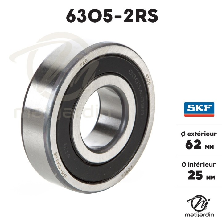 Roulement à billes 6305-2RS. Double étanchéité. Ø 62 mm. SKF