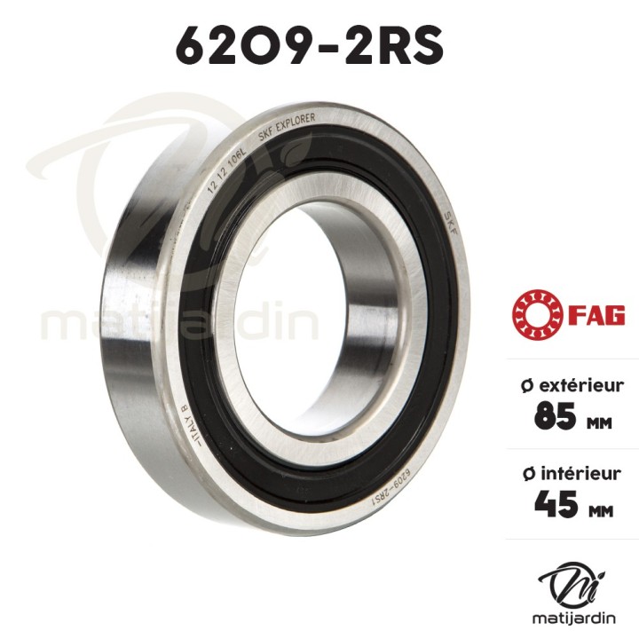Roulement à billes 6209-2RS. Double étanchéité. Ø 85 mm. FAG