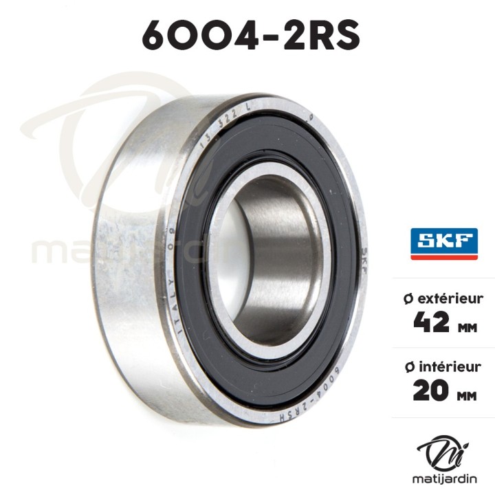 Roulement à billes 6004-2RS. Double étanchéité. Ø 42 mm. SKF